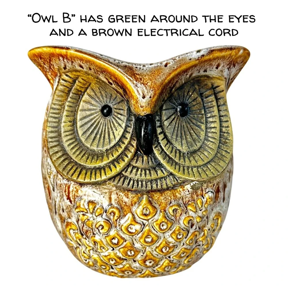 Intertek Ceramic Owl Lamps Set of 2  Bedside Light Up Nightlights‎ 5.75